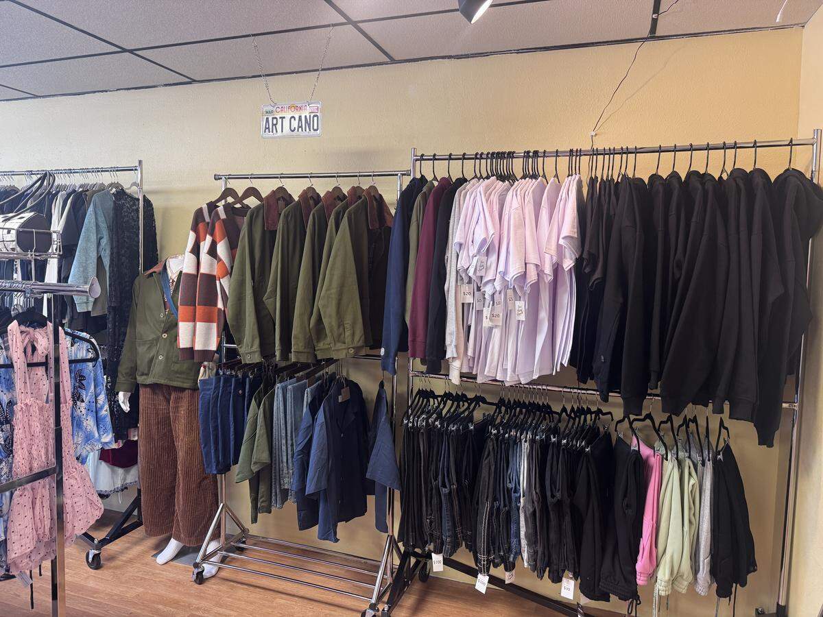 Clothes from the local fashion brand Art Cano at Loverz Vintage on Thursday, March 19, in Modesto.