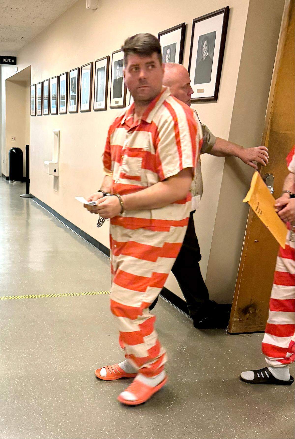 Troy McComak, 40, of Hughson, walks through Stanislaus County Superior Court after a preliminary hearing on Tuesday, July 15, 2025.