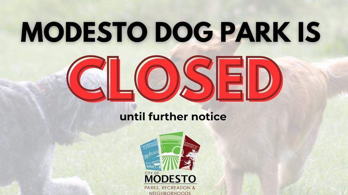 The dog park on Morris Avenue in Modesto was closed after antifreeze was found in a puddle on March 9, 2023.