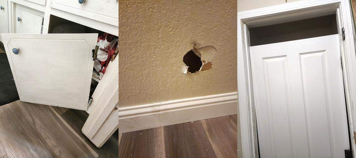 Photos show the damage caused by a 14-year-old boy at his home over the past two months. His mother says he needs residential treatment.