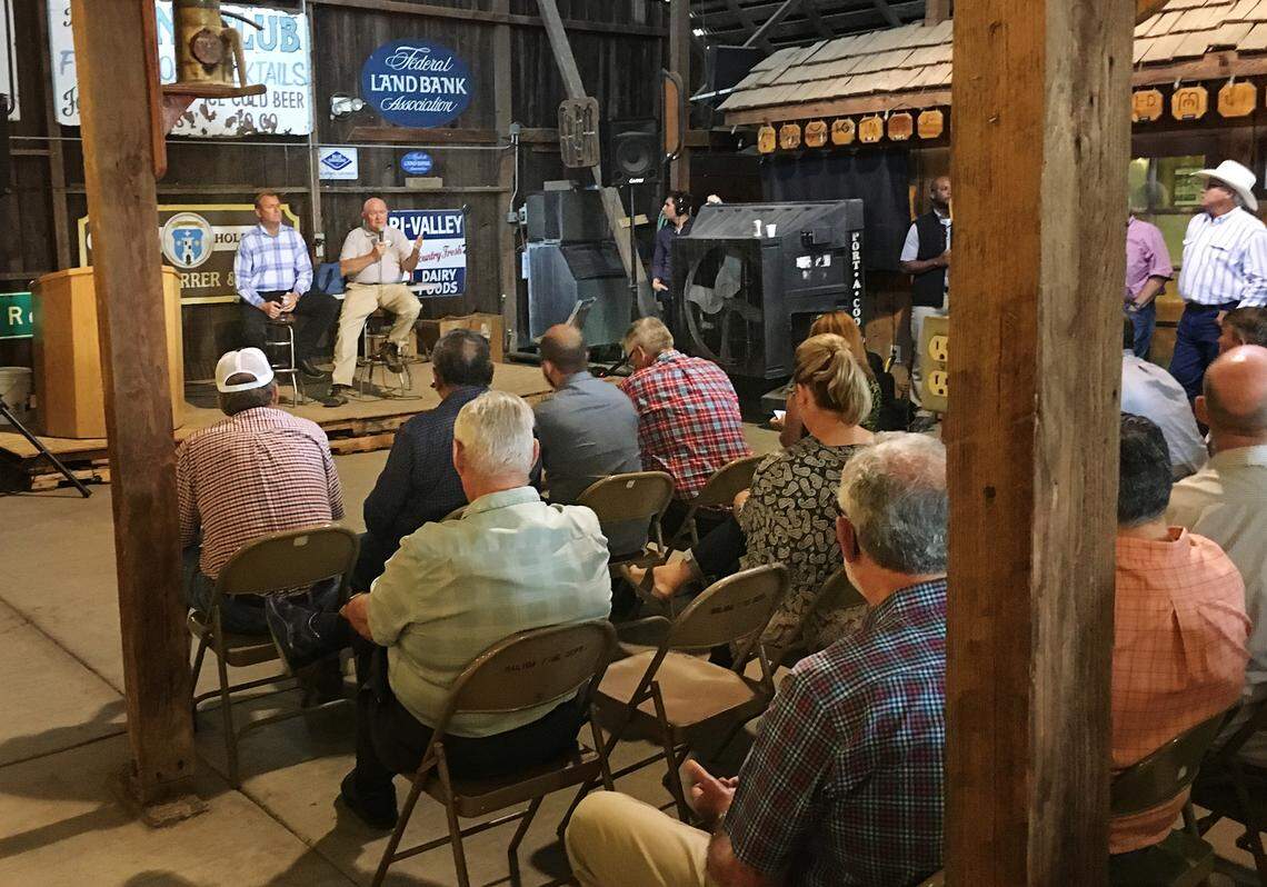 Farmers met July 20, 2023 in the Durrer Barn — seen here in an unrelated event in August 2018 —to discuss a proposed sale of Modesto Irrigation District water.