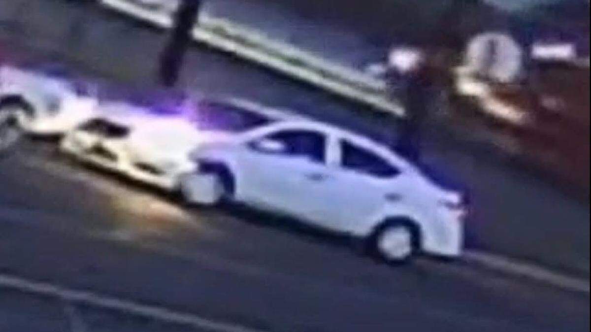 Authorities are searching for this white sedan, believed to be involved in a fatal hit-and-run crash April 24, 2026, on Riverside Drive in Modesto, according to the California Highway Patrol.