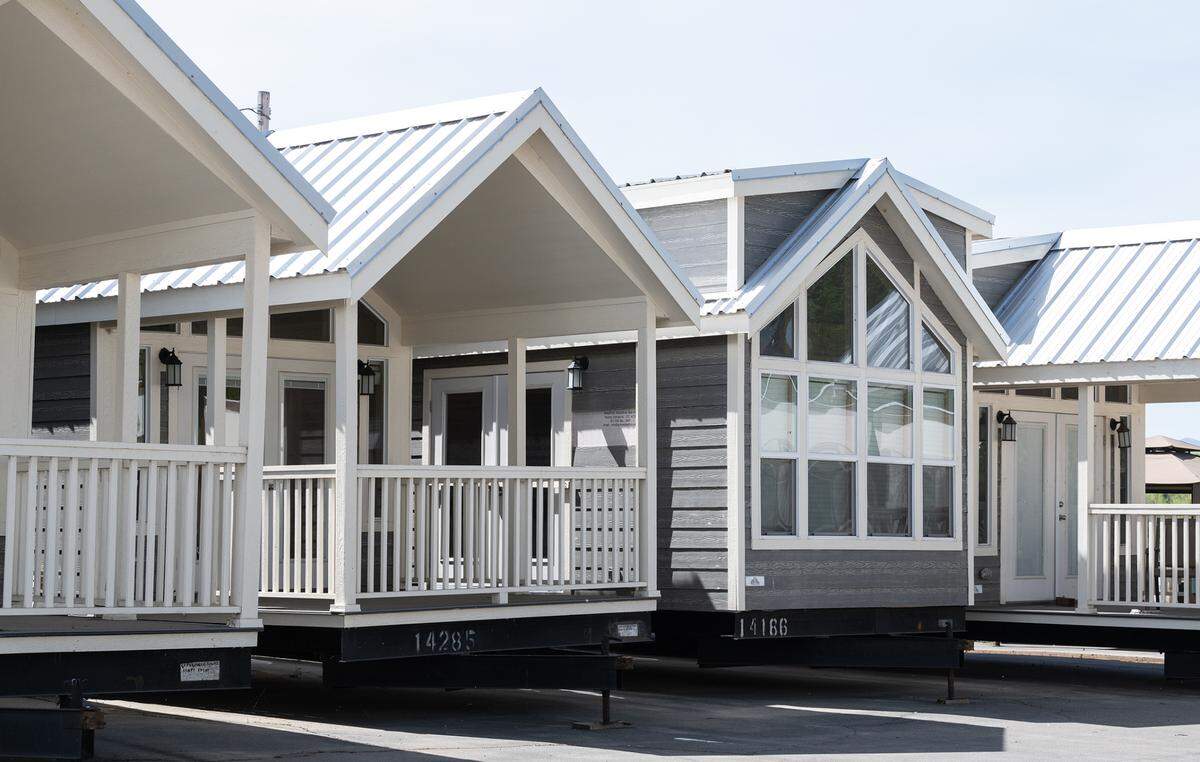 Camp Taylor has 10 new cabins outfitted with bunk beds and triple bunk beds for the visiting campers. Photographed near Grayson, Calif., on Monday, April 4, 2022. The cabins will be moved to a permanent location on the site in preparation for in-person camp this summer.