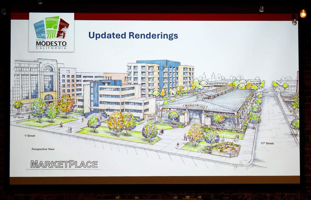 The city of Modesto unveiled a tentative plan for the current courthouse property at a workshop in Modesto, Wednesday, Sept. 24, 2025. 