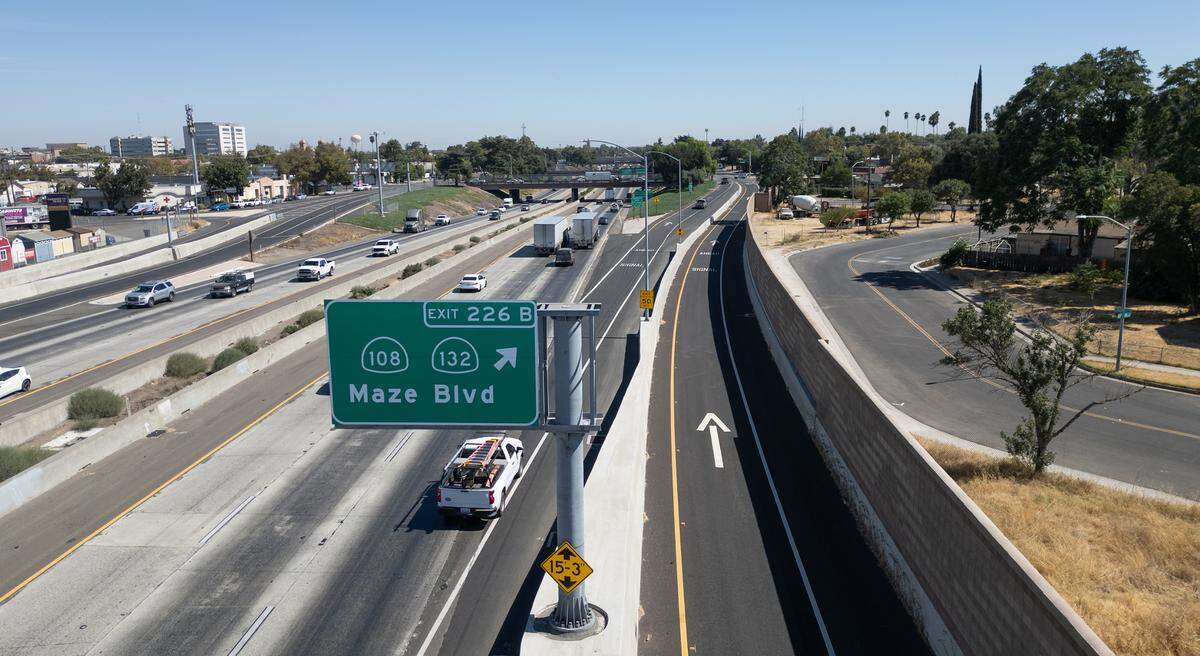 Highway 99 and 132 exits onto 5th Street in Modesto, Calif., Tuesday, Sept. 10, 2024.