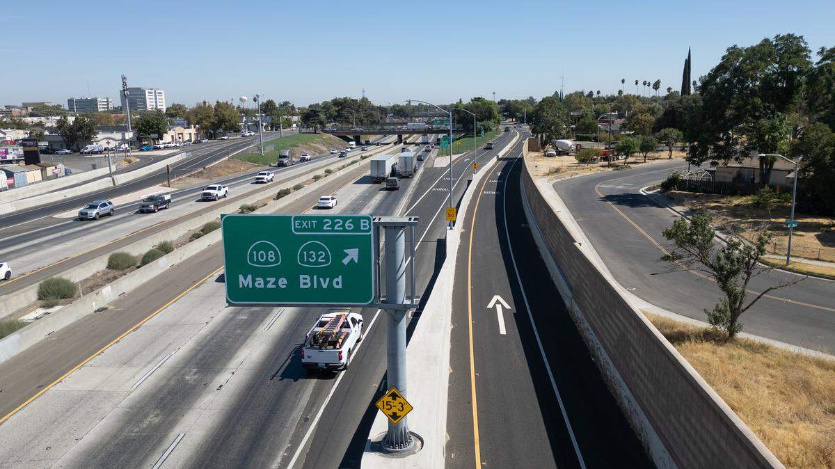 Highway 99 and 132 exits onto 5th Street in Modesto, Calif., Tuesday, Sept. 10, 2024.