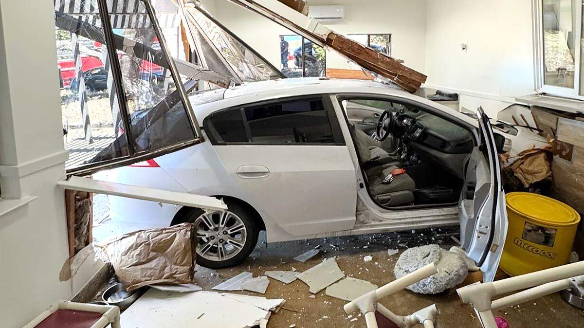 A car crashed into the ASTRO animal shelter on Stearns Road in Oakdale, Calif., on Aug. 17, 2025. No injuries were reported, but a few cats escaped. The acronym is for the Animal Shelter to Riverbank & Oakdale Foundation, which serves the two cities.