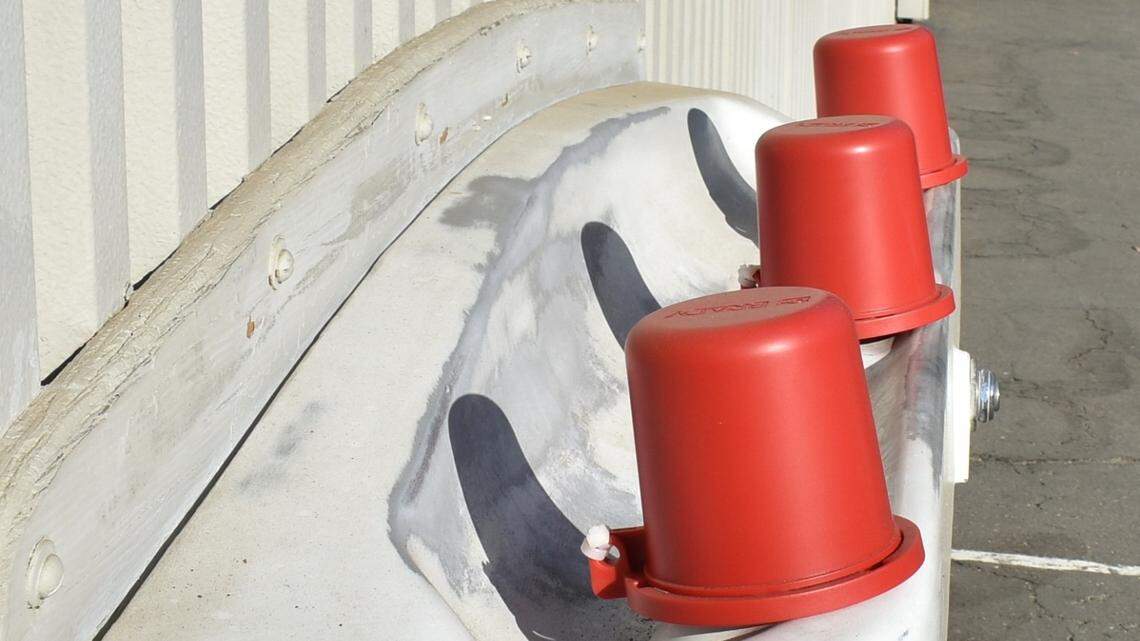 Drinking fountains are off-limits at Modesto City Schools during the COVID-19 pandemic. Children are drinking bottled water. Taken Thursday morning, Nov. 12, 2020, at Lakewood Elementary.