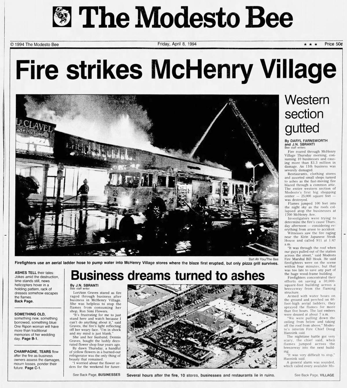 Arsonist burns part of McHenry Village in 1994.