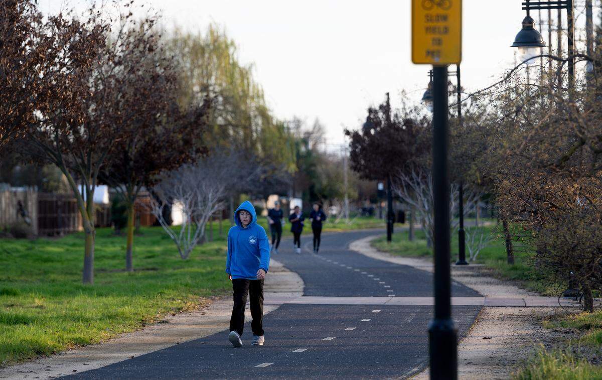 Virginia Corridor Trail at Woodrow Avenue in Modesto, Calif., Tuesday, Jan. 23, 2024.