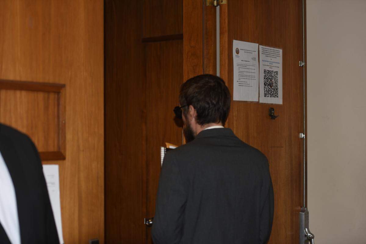 Matthew Paez, a former Ajax United youth soccer coach facing multiple felony charges related to child pornography, enters Stanislaus County Superior Court for a hearing Thursday, Oct. 2, 2025, in Modesto.