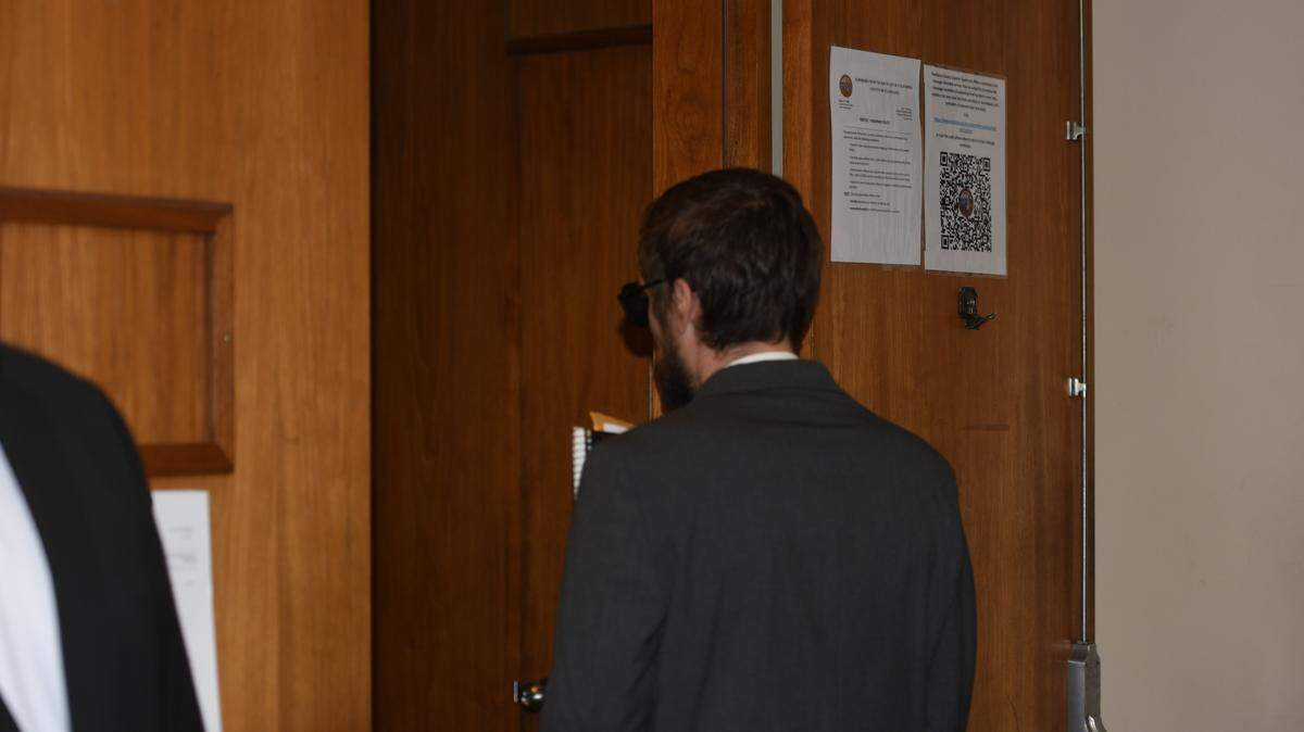 Matthew Paez, a former Ajax United youth soccer coach facing multiple felony charges related to child pornography, enters Stanislaus County Superior Court for a hearing Thursday, Oct. 2, 2025, in Modesto.