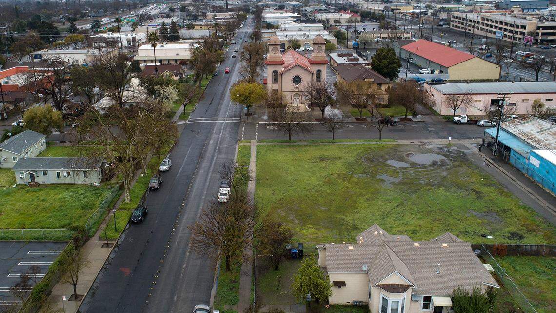 Proposed site for the affordable housing development, Seventh Street Village, on 7th and J Streets in Modesto, Calif., Friday, March 10, 2023.
