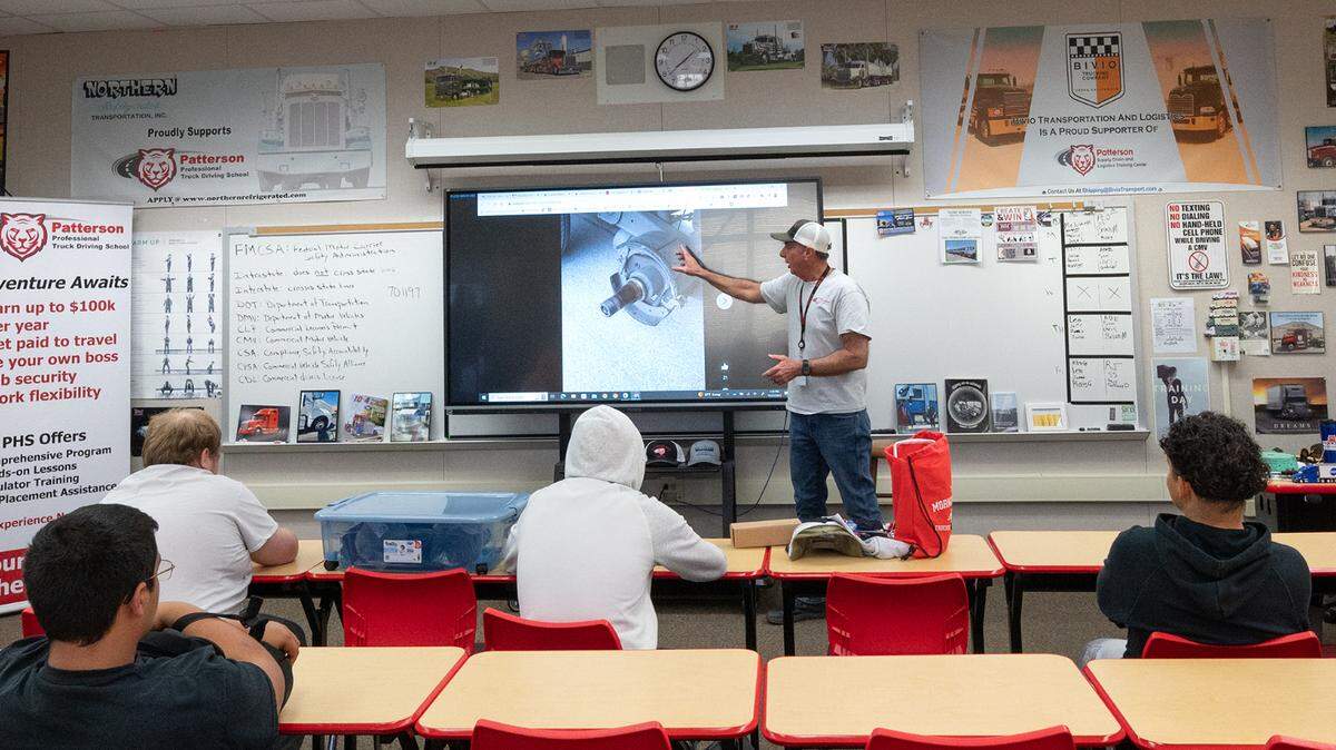 Teacher David Dein conducts class at Patterson High School on Oct. 27, 2023. 