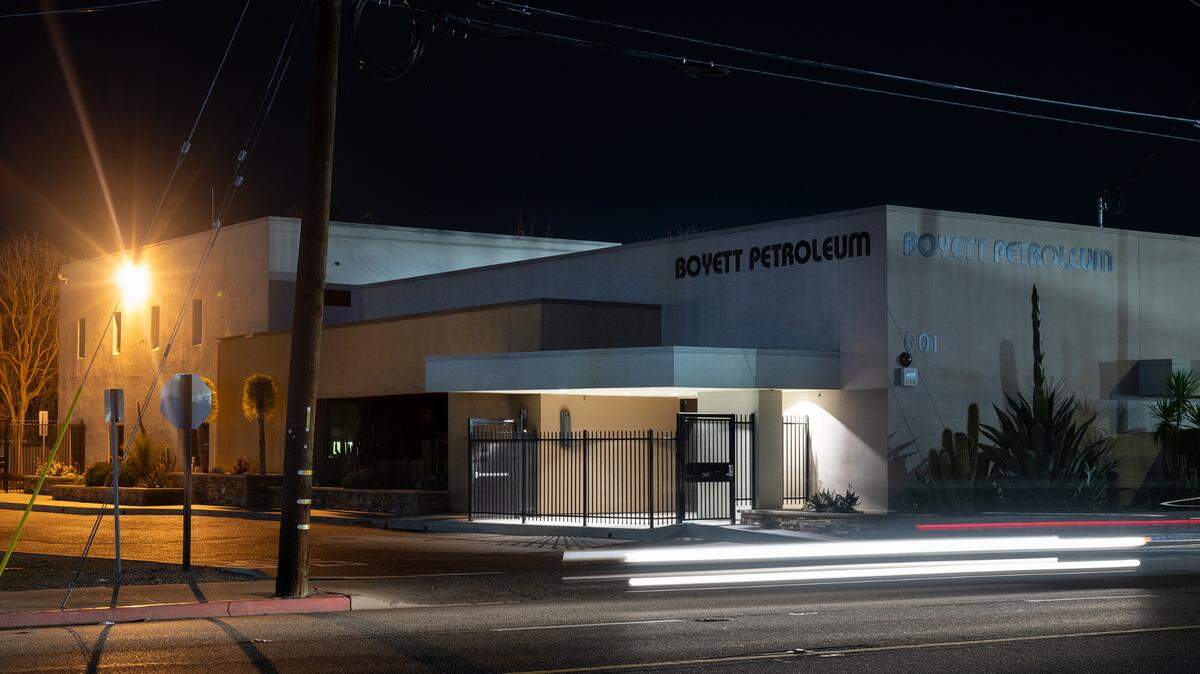 Boyett Petroleum offices on McHenry Avenue at night in Modesto, Calif., Thursday, Feb. 22, 2024.