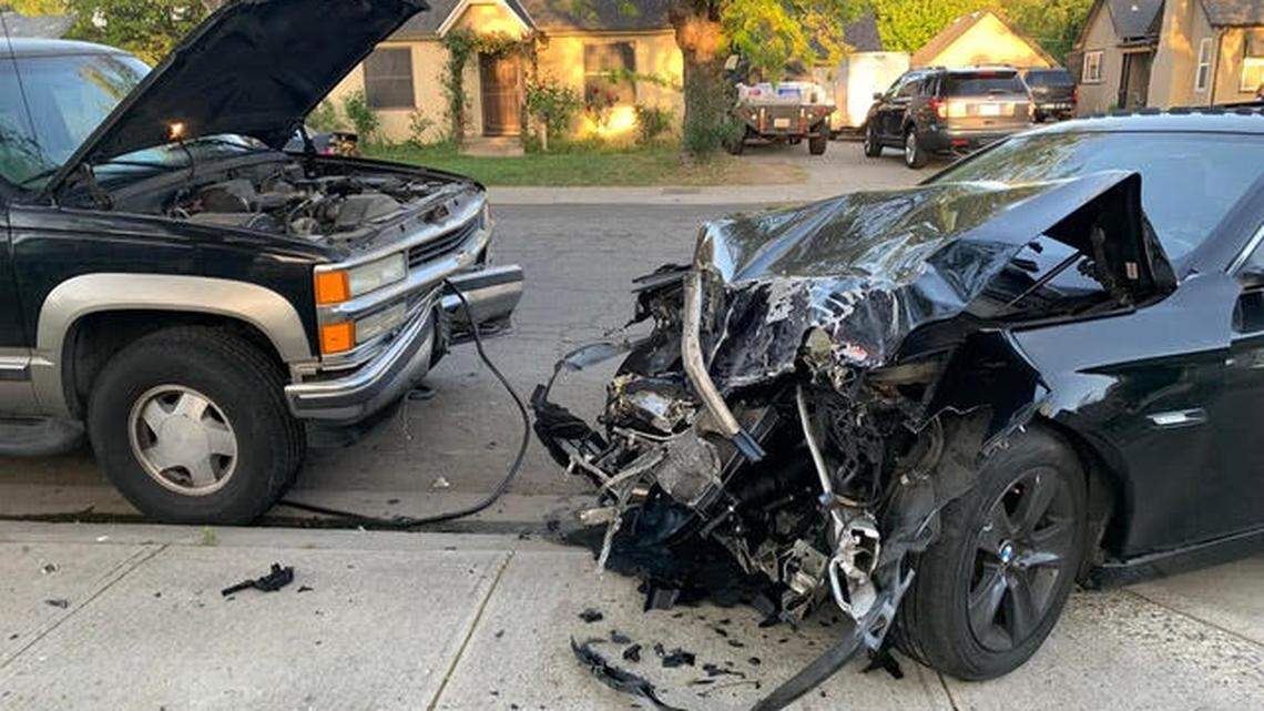 An 18-year-old Modesto man was arrested after crashing into several parked vehicles following a brief pursuit with a Stanislaus County Sheriff’s Deputy.