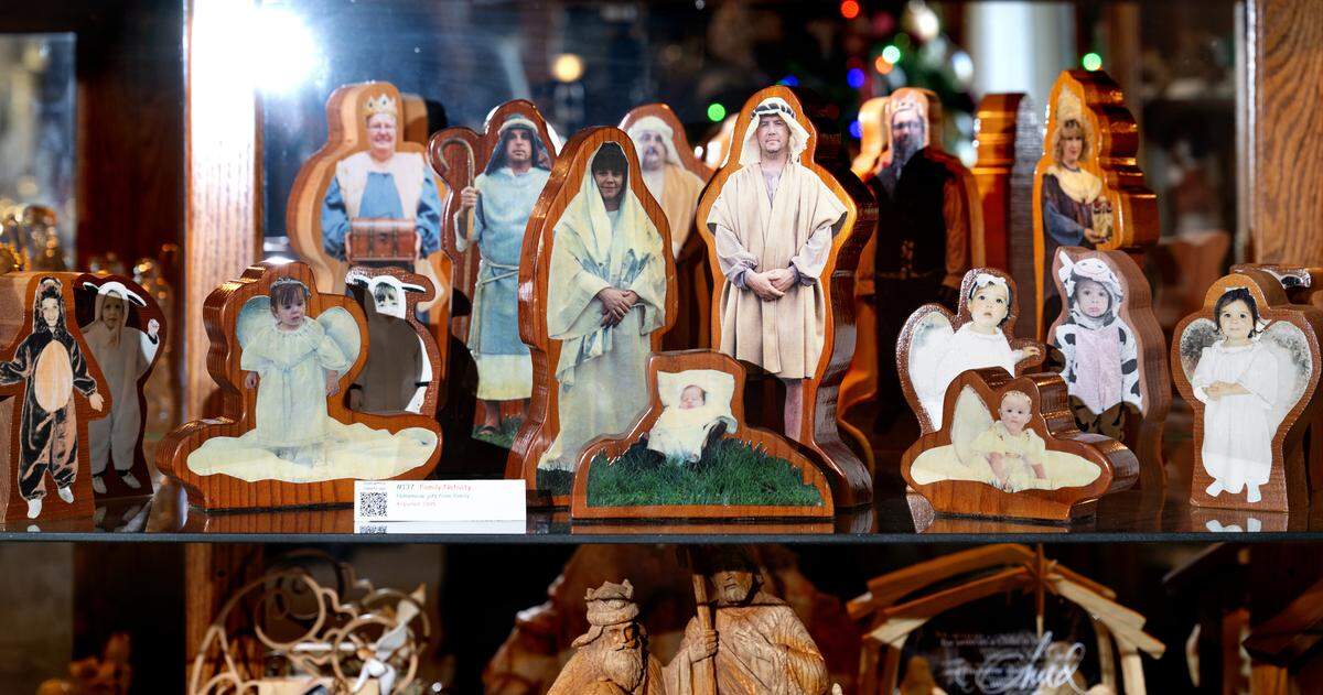 A handmade nativity of the Conway family is part of Toni Conway’s collection.