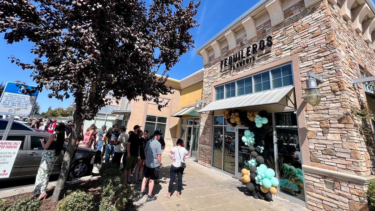 More than 60 people lined up before the doors opened at Tequileros Taqueria for its grand opening on Sunday, Sept. 15, 2024, in Salida, Calif.