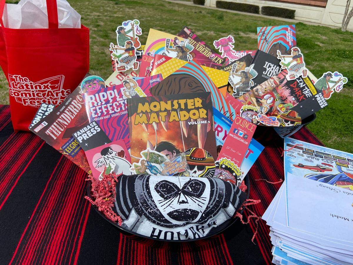 Una muestra de las obras a la venta en el 2023 Latinx Comics Art Festival de Modesto.
