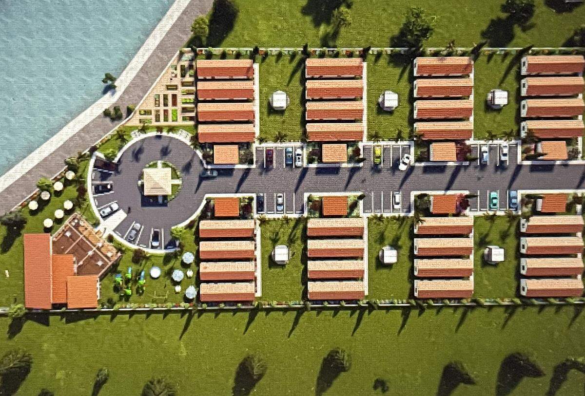 A site plan shows the 40-unit homeless project considered by the Riverbank City Council on Jan. 28, 2025.