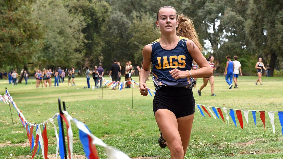 Madison Kackley, a junior at Gregori high school won the girls varsity race in the Central California Athletic League cross country meet Wednesday September 18, 2019 at Tuolumne River Regional Park in Modesto, Calif.