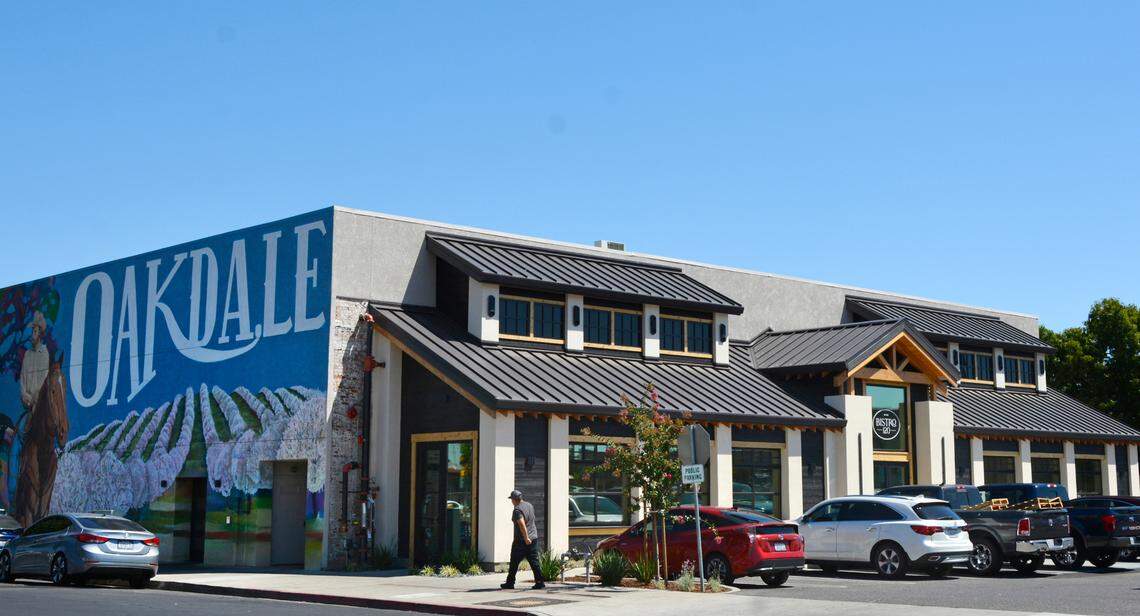 The new main entrance to Bistro 120, a new ‘elevated casual’ restaurant in downtown Oakdale, Calif. Sept. 5, 2023.