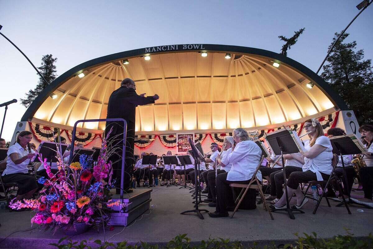 Conductor George Gardner leads MoBand during 2019’s 100th season in Modesto.