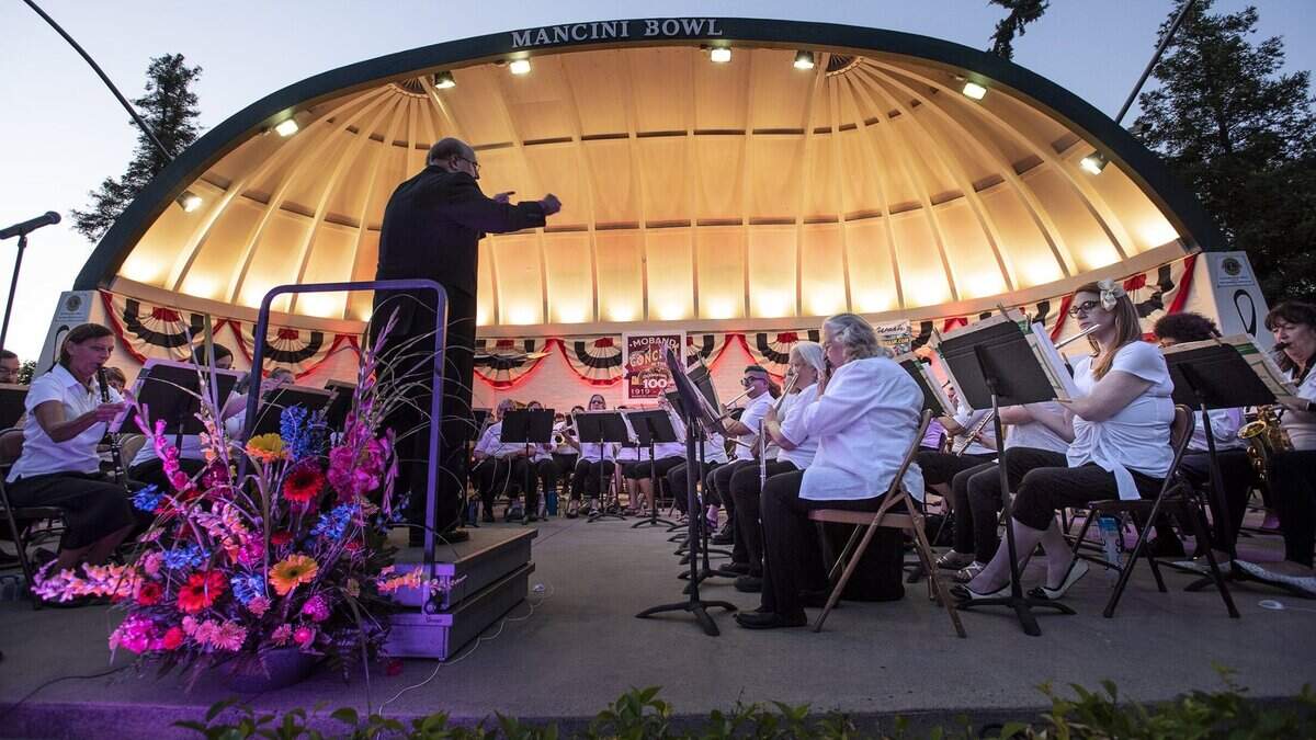 Conductor George Gardner leads MoBand during 2019’s 100th season in Modesto.