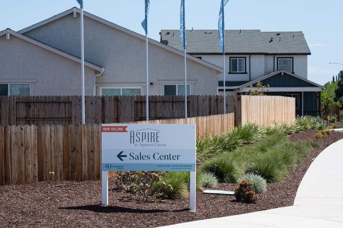 New housing development by KHovanian Homes are part of the Villages of Patterson in northeast part of town. Photographed in Patterson, Calif., on Tuesday, April 12, 2022.