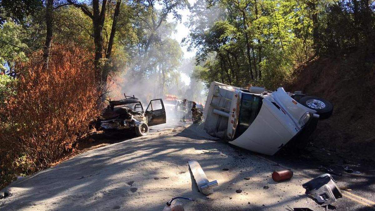A head-on crash on Highway 49 north of Sonora on Wednesday morning badly injured one driver, who was flown to the UC Davis Medical Center in Sacramento for treatment of burns.