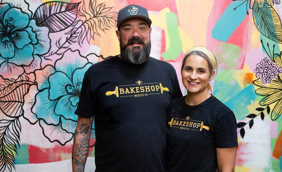 The Bakeshop owners Ashley and Hank Olson in Modesto, Calif., Thursday, Oct. 12, 2023.