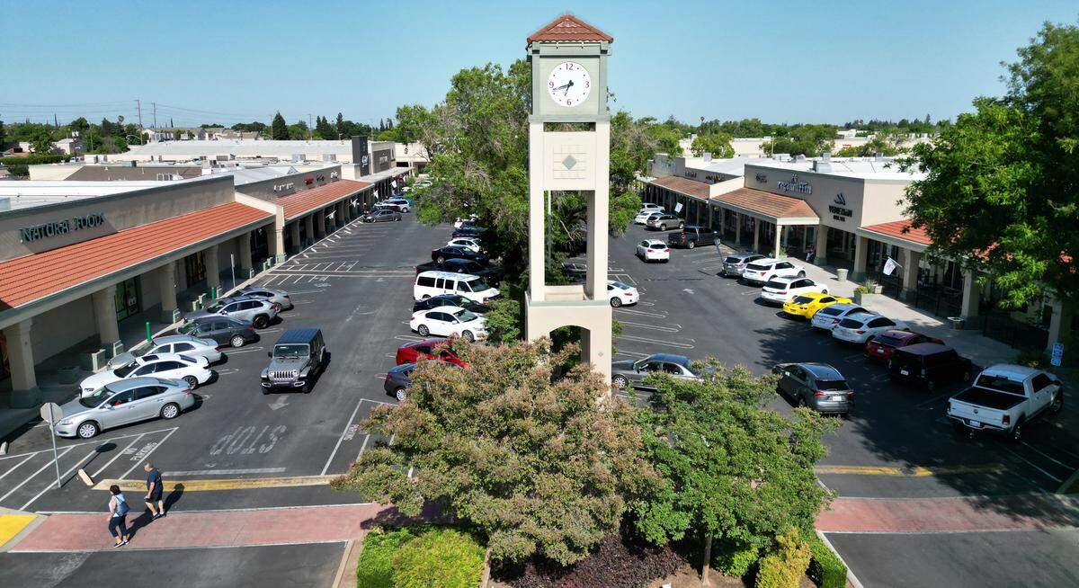 McHenry Village clock tower in Modesto, Calif., Wednesday, May 22, 2024.
