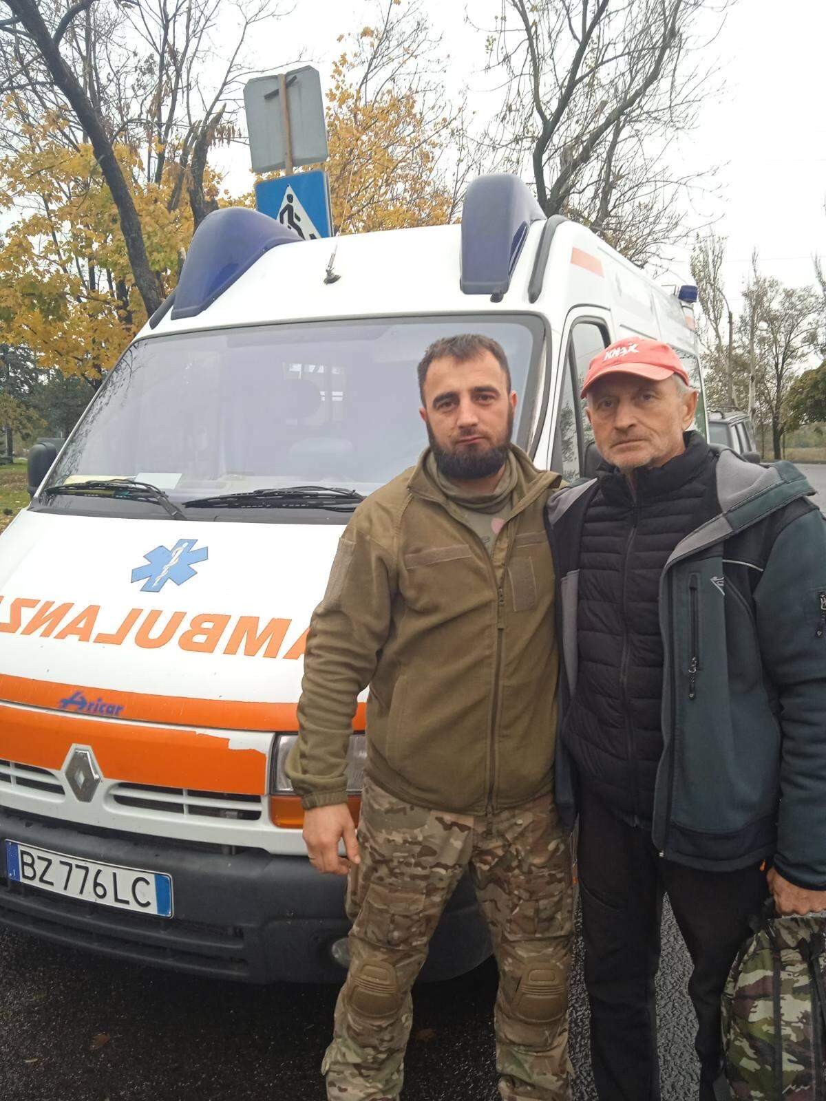 Anatoliy Vlasiuk, in red cap, regularly provides medical supplies and bulletproof body armor to fighters on Ukraine’s eastern front thanks in part to money donated by people in Modesto.