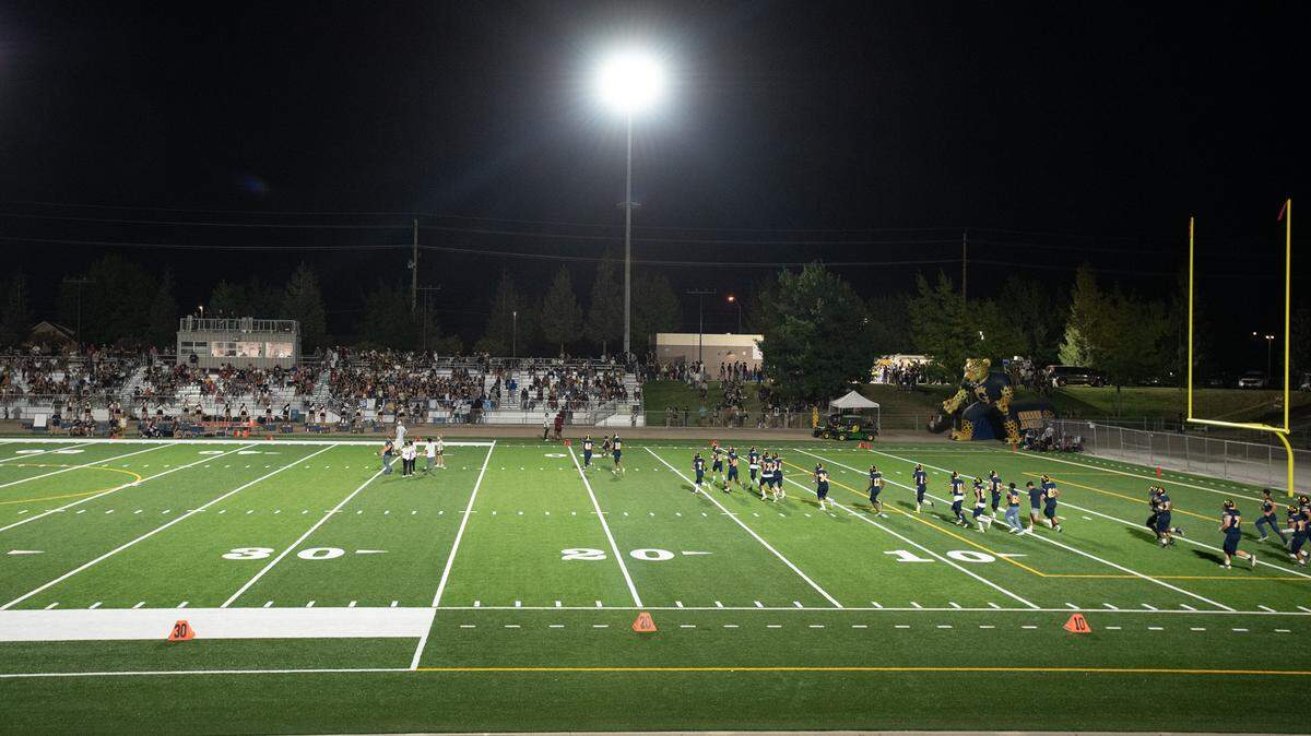 Gregori players take the field after halftime during Friday’s game with Buhach Colony at Gregori High School in Salida, Calif., on August 19, 2022.