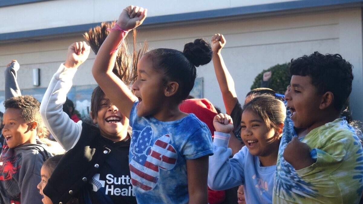 Students at Bernard Hughes Elementary School sing the school song, “Snowball,” on Oct. 18, 2024.