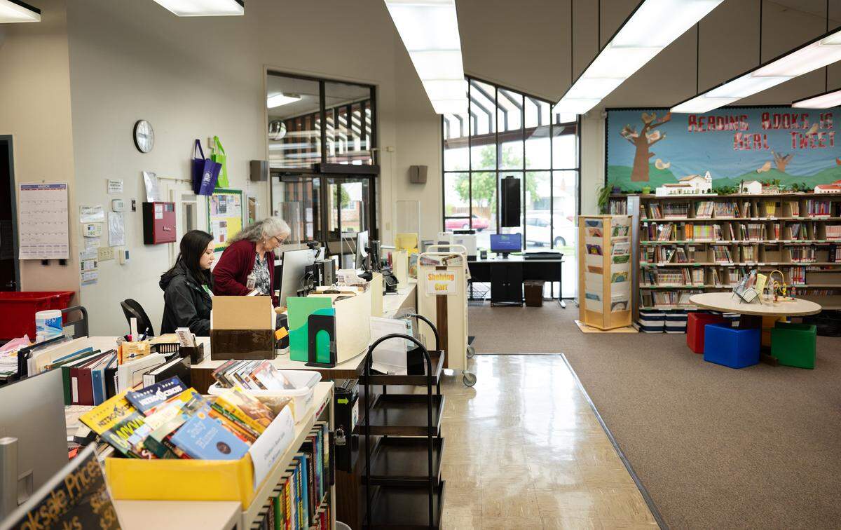 Stanislaus County Library branch in Riverbank, Friday, April 1, 2025.
