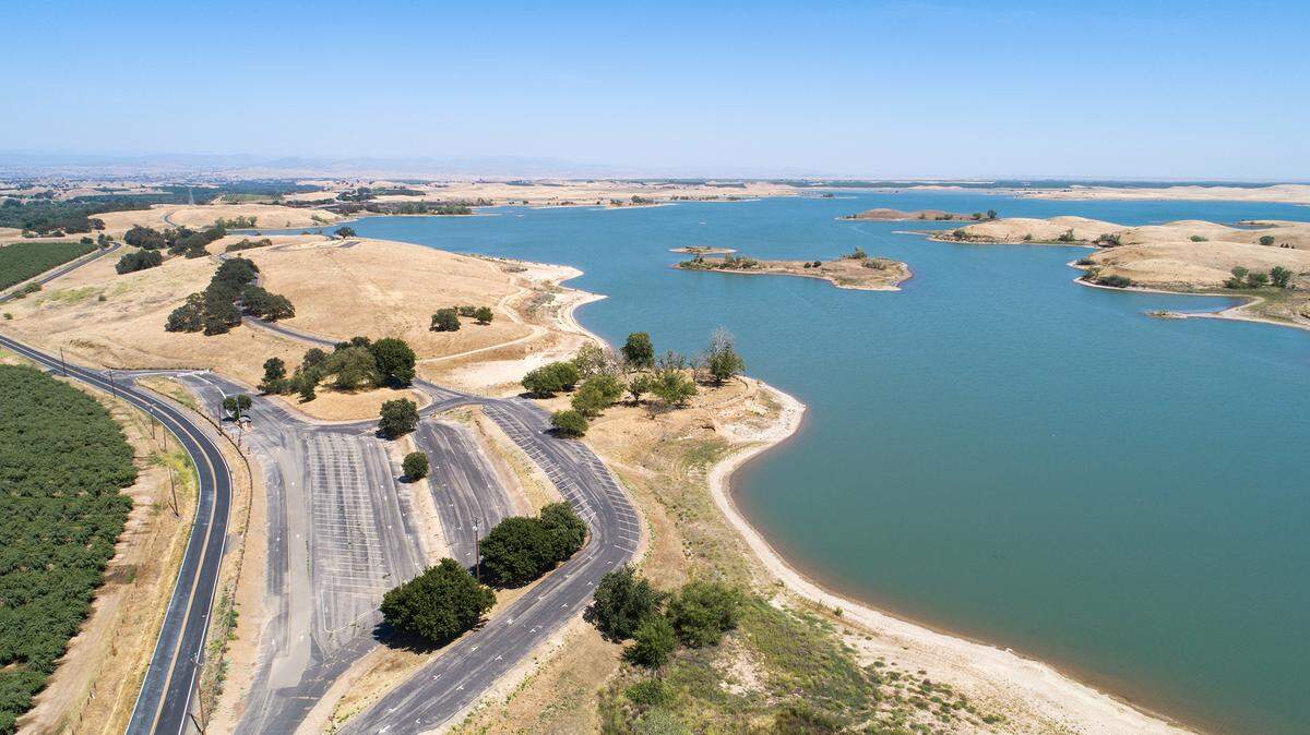 Turlock Lake near Roberts Ferry Calif., on Tuesday, May 24, 2022. Turlock Lake has been closed to recreation for a year and a half, and there’s no timeline on when it might reopen.
