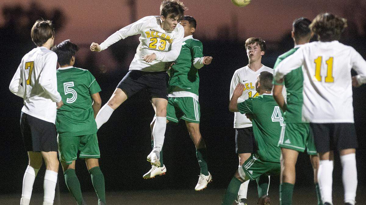 Del Oro’s Braden Allen during the Sac-Joaquin Section Division II semifinal game with Central Valley at Central Valley High School in Ceres, Calif., on Tuesday, Feb. 25, 2020.