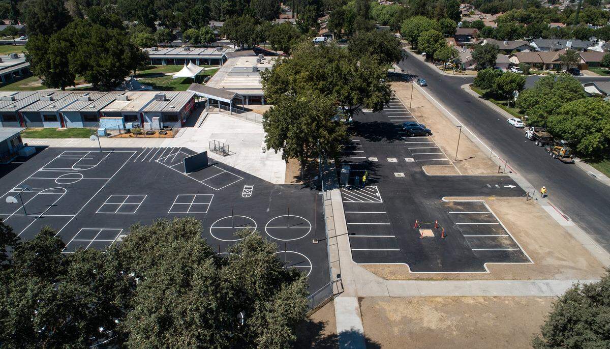 Martone Elementary School in Modesto, Calif., on Monday, Aug. 2, 2021. The school has an expanded parking lot, resurfaced playground and ADA accessibility upgrades.