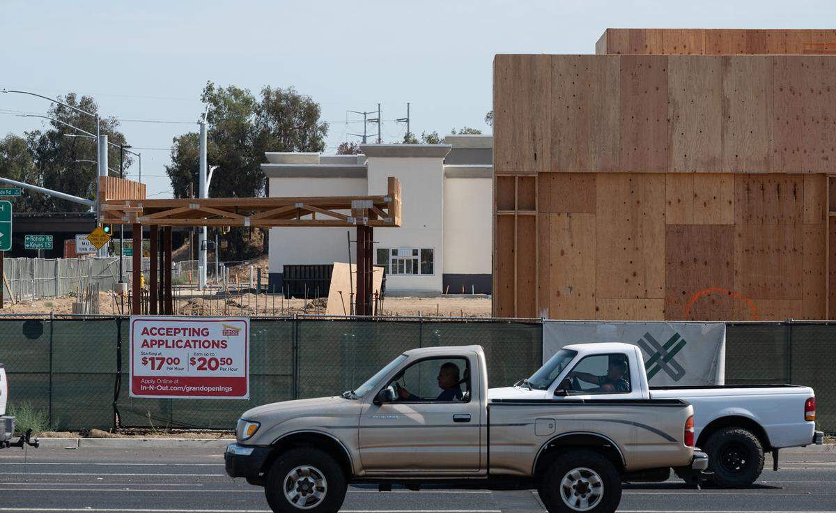 Future In-N-Out restaurant with Starbucks in the background under construction at Ceres Gateway Center in Ceres, Calif., on Thursday, July 28, 2022.