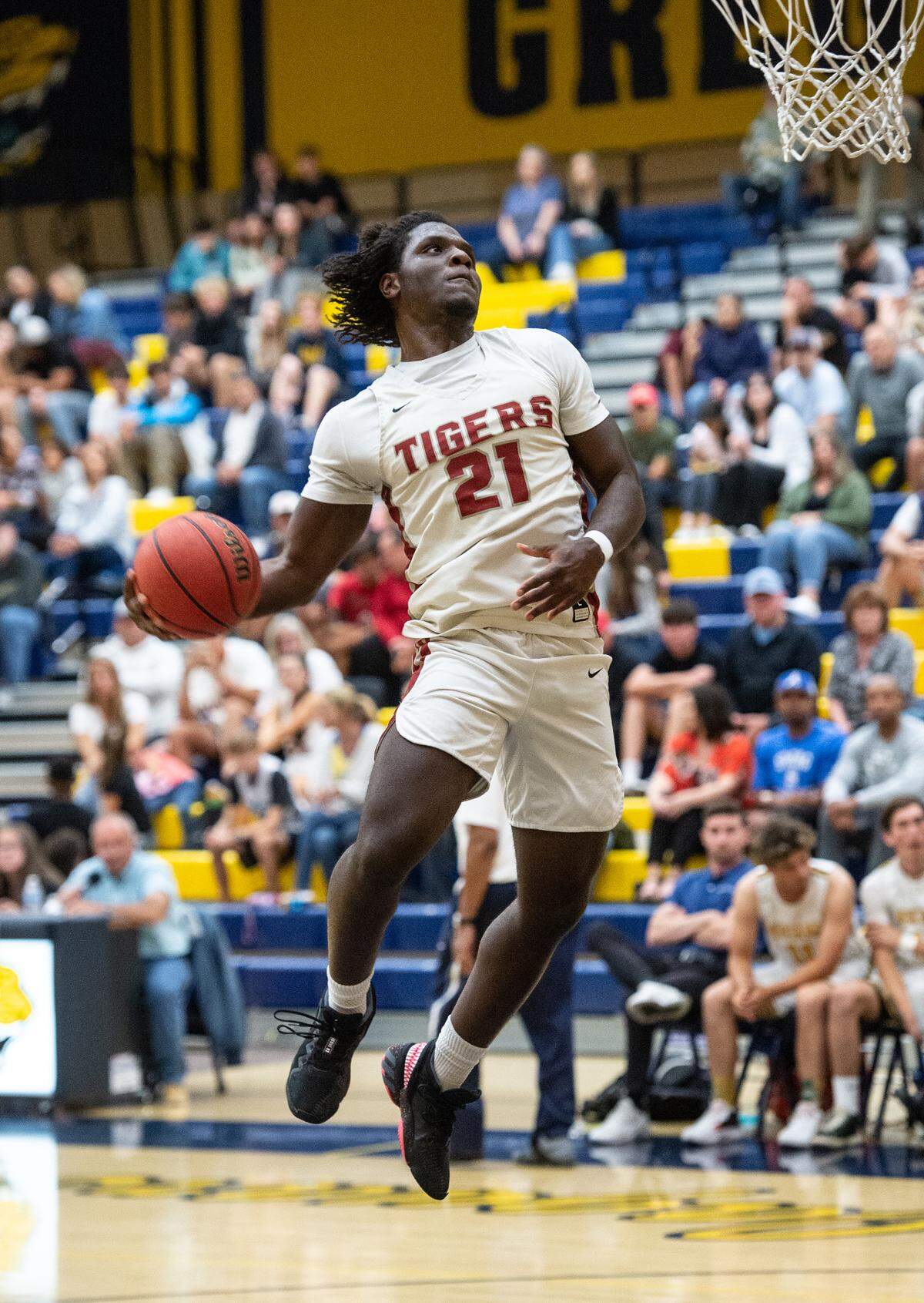 Pattersons Precious Nnaji won the slam dunk contest during the Six-County Senior All-Star Basketball Game at Gregori High School in Salida, Friday, May 6, 2022.