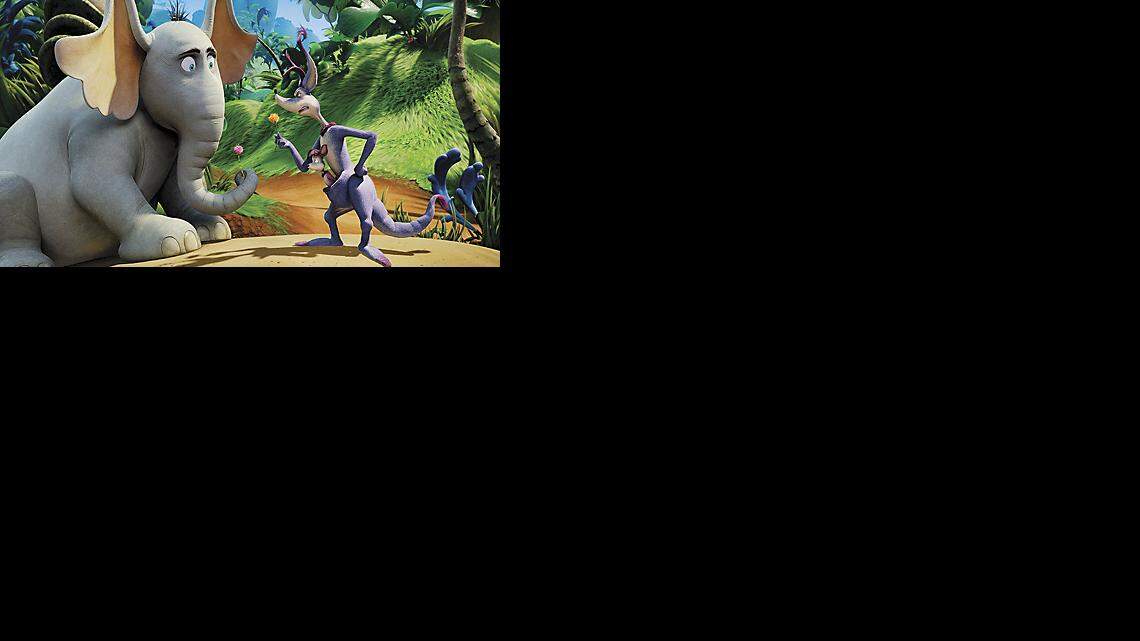 Kangaroo lectures Horton on the "impossibility" of life existing on a speck on a clover in "Dr. Seuss' Horton Hears a Who!" (Blue Sky Studios)