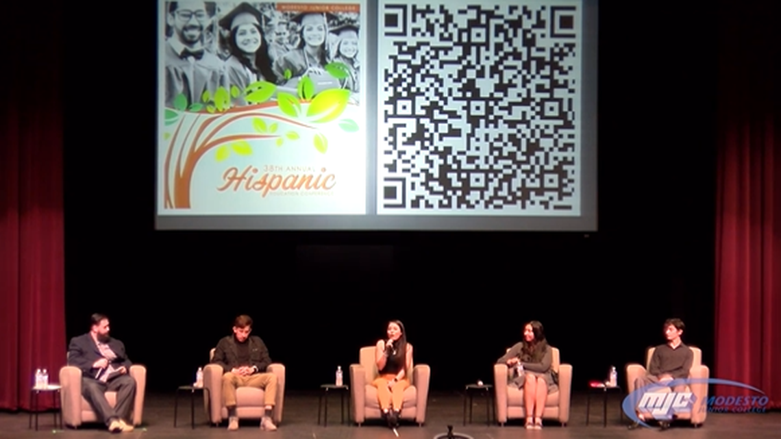 Alumni from Modesto Junior College share how they over came first generation struggles with high schoolers at the 38th Hispanic Education Conference.