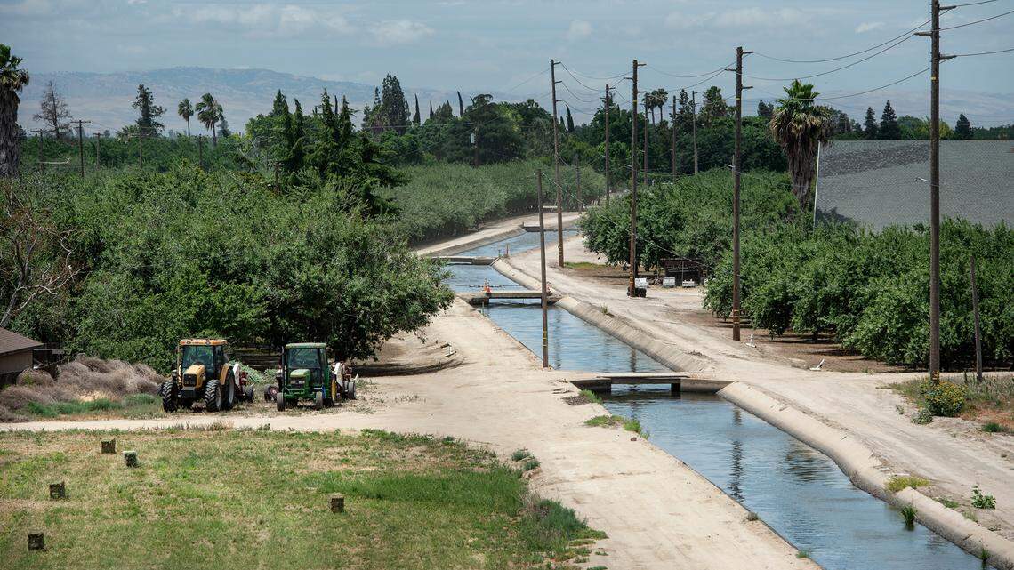 MID canal runs through Wood Colony in Wood Colony, Calif., on Friday, June 12, 2020.