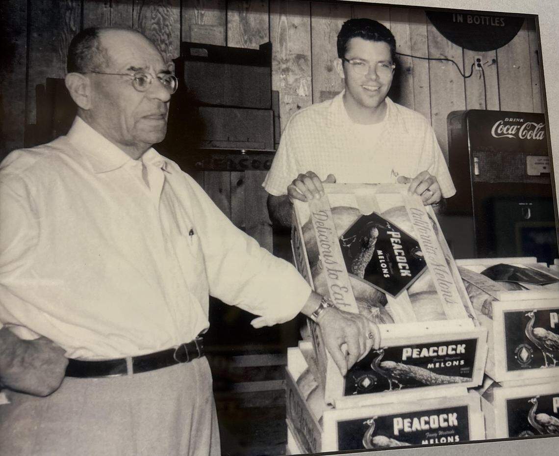Turlock Fruit Co. was founded in 1918 by James “Cantaloupe” Smith, left, shown with son Donald Smith.