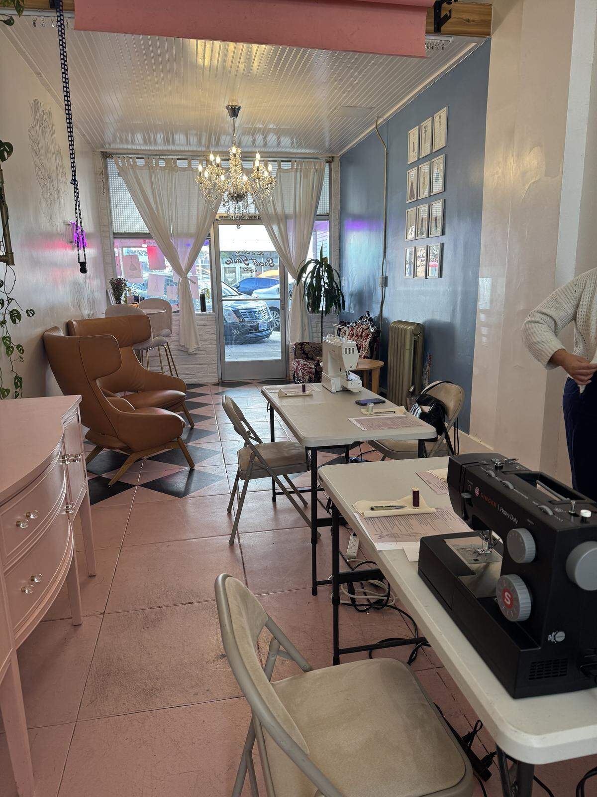 The setup for a sewing class at The Taste Studio in Modesto