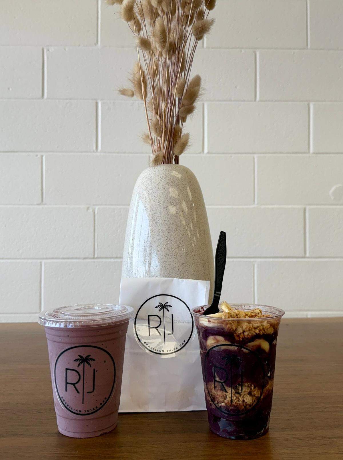 A black belt protein shake (left) and a classic acai bowl at Rio Juice - Brazilian Juice Bar in Modesto, Calif., Thursday, June 5.