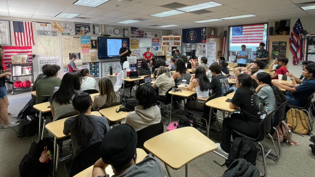The Civic Leaders of America club at Pitman High School debates and goes over information about the election. Farhadian is an advisor of this club.