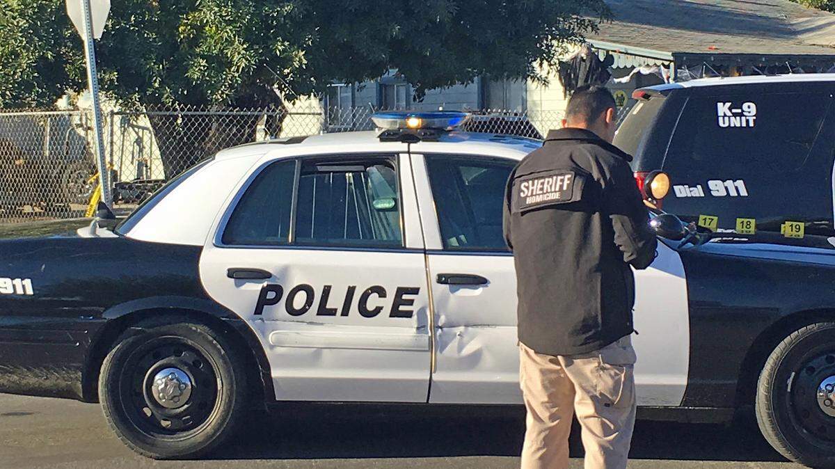 Detectives with the Stanislaus County Sheriff's Department were at the scene of a fatal officer-involved shooting by Ceres Police Department officers at Imperial Avenue and Ustick Road on Sunday, Oct. 22, 2017.