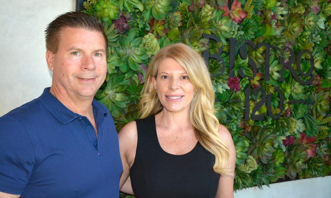 Bistro 120 owners Matt and Kelly Budine inside their Oakdale, Calif. restaurant Sept. 5, 2023.